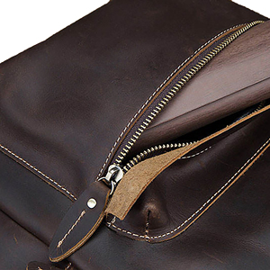 Sac à dos en cuir véritable pour homme, fermeture à boucle, léger, résistant à l'eau, sac pour ordinateur portable d'extérieur - Product Image 2