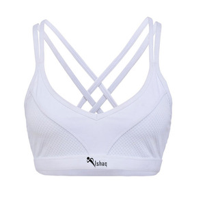 Skin Friendly Mesh <b>Cross</b> Strap Dry Fit Women's Crop <b>Top</b> Sport wears Girls Training Bra - Product Image 1