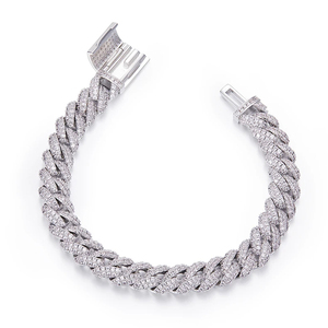 Pulsera de Plata de Ley 925 con Cadena Cubana, Estilo Hip Hop, con Moissanita VVS Cultivada en Laboratorio, Unisex, Certificada por IGI - Product Image 3