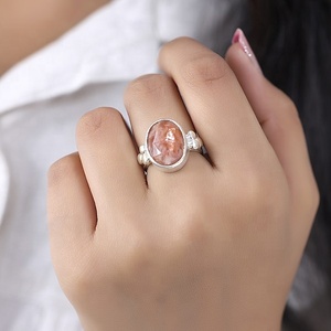 Anillos de piedra solar de Plata de Ley 925, piedras preciosas ovaladas naturales hechas a mano, declaración Bohemia, proveedor de joyería para mujer - Product Image 2