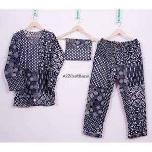 Pijamas de Algodón 100% Puro para Mujer, Cuello en V, Transpirables, Suaves, con Cintura Elástica, Ropa de Dormir - Product Image 1