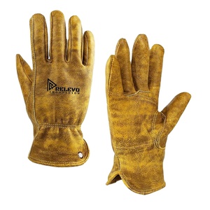 Gants de course en cuir ciré jaune pour homme, style motard premium, protection sportive pour les motards et les cyclistes - Product Image 1