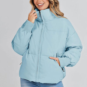 Best Selling Women's Bubble Jacket Winter Stand Collar Zipper Closure Woven Fabric Modern Casual Fashion Windproof <b>Padded</b> Coat - Product Image 3