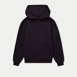 Sweat à capuche oversize noir uni pour homme avec épaules tombantes et poche kangourou – Vêtements en gros OEM ODM - Product Image 6