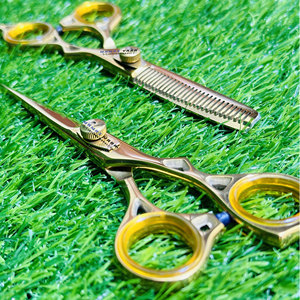 Premium Gold Plated Hairdressing Scissors <b>Set</b> Professional <b>Barber</b> Shears with Hair Cutting and Thinning Scissors for Salon - Product Image 1