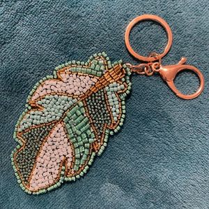 Unique Hand Embroidered Beaded <b>Keychain</b> Colorful Floral Design Gift for Her - Product Image 5