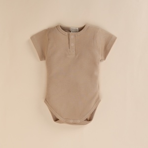 Premium Quality Organic Bamboo Elastane Short Sleeve Bodysuits Latte - Product Image 1