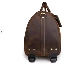 Achetez un sac de voyage vintage en cuir véritable fait main avec poignée réglable, sac de voyage en cuir pour ordinateur portable - Product Image 2