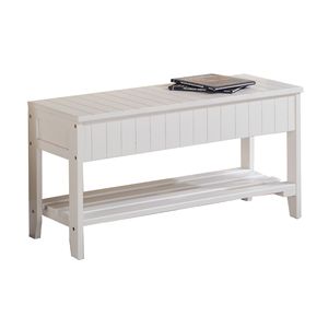 Panca per scarpe in legno massiccio di alta qualità con scarpiera bianca di qualità - Product Image 4
