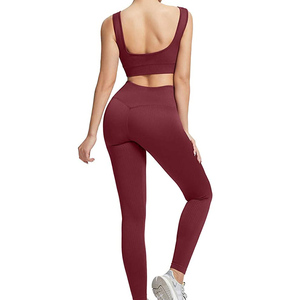 En stock, ensemble de vêtements de sport pour femmes, ensemble deux pièces, leggings de yoga sans couture et soutien-gorge, ensemble de yoga pour la salle de sport, la remise en forme et l'entraînement - Product Image 4