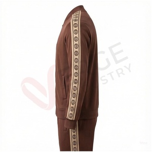 Veste de survêtement marron pour homme à col montant et fermeture éclair, manches longues, couleur unie, respirante, décontractée, pour l'automne, coupe classique - Product Image 3