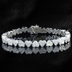 Unisex Silver Plated Tennis Bracelet with Princess Cut Moissanite Channel Setting Trendy Design GRA Certified for Wedding <b>Gifts</b> - Product Image 3