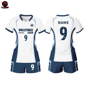 Ensemble d'uniformes de volley-ball personnalisés avec nom d'équipe, maillot à manches courtes et short à taille élastique pour adultes, kit sportif OEM - Product Image 3