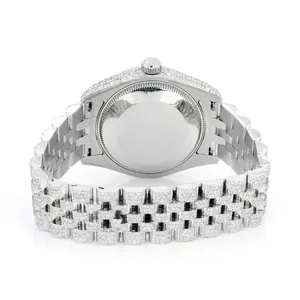 Montre mécanique personnalisée de haute qualité, style antique, avec bracelet serti de pierres, cadran romain, pour homme, en or blanc, Moissanite VVS, Hip Hop Prince Jewellers - Product Image 5