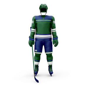 Uniforme de Hockey sobre Hielo Sublimado Personalizado, Jersey y Pantalones a Rayas Verdes, Negros y Blancos para Hombre, Manga Larga, Ropa Deportiva que Absorbe la Humedad - Product Image 3