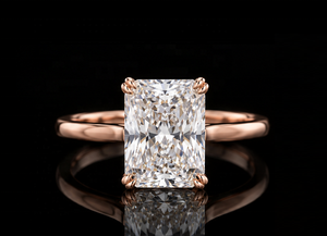 Bague de fiançailles solitaire en or massif 14 carats avec diamant de laboratoire taille radiant certifié IGI de 2,5 carats, couleur E-F, pureté VVS, sertie à griffes - Product Image 2