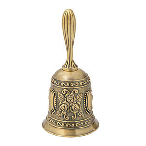 Campana de Mano de Latón de Lujo para Iglesia, con Grabado Floral Dorado, Asa Ornamentada, Estilo Tradicional, Metal Creativo TCM-2416, Altamente Decorativa - Product Image 3