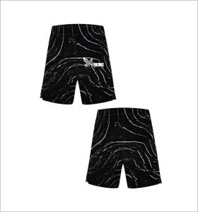 Shorts de bain pour hommes grande taille Ferocious Clothing, imprimé par sublimation, taille élastique, décontractés, motif noir et blanc - Product Image 1