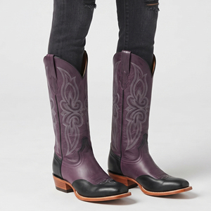 Fashion Embroidered Mid-Calf Summer Leather Cowgirl <b>Boots</b> OEM Women Genuine Leather Custom Design Breathable - Product Image 6