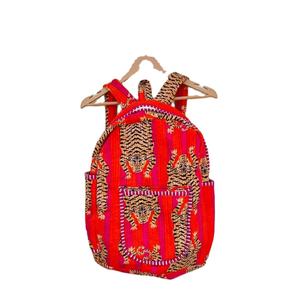 Mochila Acolchada a Rayas para Niñas, Hecha a Mano, de Algodón, para la Escuela, Ligera, para Viajes, con Múltiples Bolsillos, Estilo Boho, 20 Pulgadas - Product Image 1