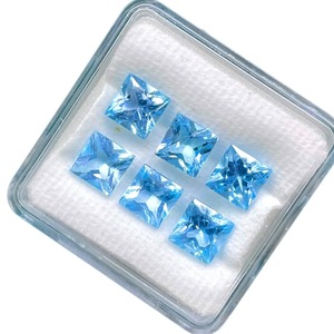 Topaze bleu ciel naturelle 7x7mm taille princesse, pierre précieuse en vrac, lot de topazes de haute qualité - Product Image 3