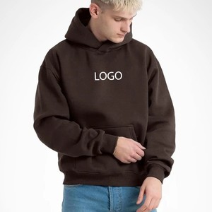 Sweat-shirts à capuche marron zippés pour hommes, 100 % coton molletonné épais, coupe oversize, épaules tombantes, logo personnalisé, directement de l'usine - Product Image 2