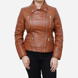 Chaqueta de Cuero Moderna para Mujer, Estilo Motero, Corta, para Uso Diario - Product Image 2