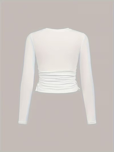 Camiseta Casual 2026 con Logotipo para Mujer, de Poliéster, Manga Larga, Cuello Redondo, Tejido Transpirable, Suave, Antiarrugas y Ecológica - Product Image 3