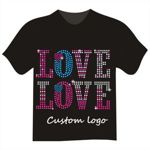 T-shirt unisexe personnalisé avec strass, 100% coton, coupe ample, vintage, manches courtes, streetwear, OEM - Product Image 2