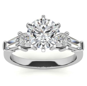 Round Cut Moissanite <b>Ring</b> 925 Sterling <b>Silver</b> White Gold Plated Luxury <b>Solitaire</b> Engagement Wedding Promise Bridal <b>Ring</b> - Product Image 1