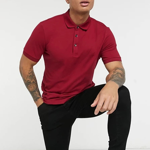 Polo Rojo de Manga Corta para Hombre, Color Sólido, Tela Oxford de Algodón, Estilo Casual, Cierre de Botones, Corte Regular, Antiarrugas - Product Image 1