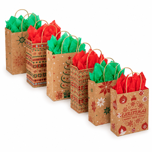Custom Christmas Kraft Paper <b>Gift</b> <b>Bags</b> with Handles Printed Holiday Shopping <b>Bags</b> for Retail Packaging Wholesale - Product Image 2