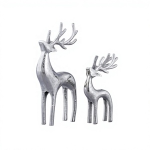 Nickel Reindeer Set Aluminium Metal Decorative Antler Deer Sculpture Small Indoor Christmas Decoration Supplies Gift Item - Product Image 1