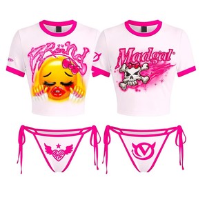 Conjunto de Verano de 2 Piezas para Mujer, Top de Punto Acanalado, Camiseta y Pantalones Cortos por Encima de la Rodilla, Chándal Casual de Algodón Bordado con Pedrería - Product Image 3