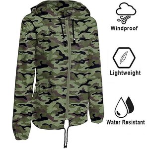 <b>Men</b> Camouflage Hooded Windbreaker <b>Jacket</b> <b>Lightweight</b> Zipper Front Casual Spring Outerwear - Product Image 3