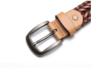 Cinturón Trenzado de Cuero Vacuno para Hombre, Estilo Casual Premium de M Ahmed Enterprises, Hebilla de Aleación de Zinc de Una Sola Pieza, Hecho a Mano OEM - Product Image 2