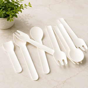 Ensemble de couverts en papier écologiques personnalisés, cuillère, fourchette, couteau jetables écologiques - Product Image 2