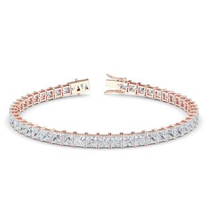 Pulsera de Diamantes Cultivados en Laboratorio, Corte Princesa, Oro Rosa, Chapado en Oro de 18K, Certificado IGI, Lujosa, Unisex, para Boda o Compromiso - Product Image 2