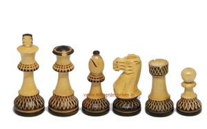 Juego de Ajedrez Staunton NE K0030 para Niños, Piezas de Madera Clásicas Quemadas, Tablero de Plástico Acrílico, Embalaje en Caja de Cartón con Diseño de Mármol - Product Image 5
