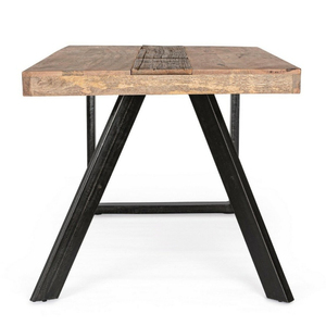 Table à manger en bois industrielle avec pieds en métal, design rectangulaire moderne, meubles de maison stables, 4 places - Product Image 6