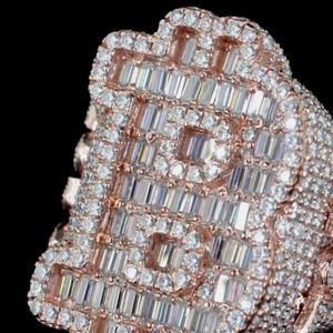 Anillo de compromiso y boda de plata de ley 925 con moissanita helada engastada en punta, estilo hip hop, D VVS, personalizado, HUMERA JEWELS, certificado GRA - Product Image 1