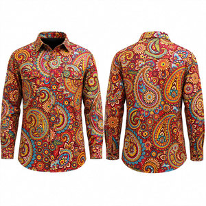 เสื้อเชิ้ตแขนยาวลายเพสลีย์สำหรับผู้ชาย ผ้าโพลีเอสเตอร์ พิมพ์ลายแบบซับลิเมชั่น แฟชั่นสำหรับทำงาน ดีไซน์สวมใส่สบาย - Product Image 1