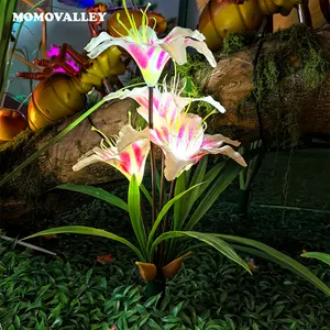 Garden LED Purple Yellow white Artificial plastic simulates plant single lily flower outdoor 3d christmas home decorations