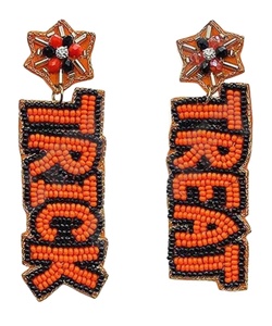 Vintage Beaded Patriotic Orange White Blue Dangle Earrings for Women for <b>Weddings</b> or <b>Memorial</b> Days - Product Image 1