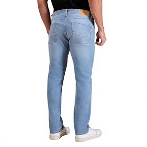 Wholesale Men's Regular Fit High Street Waterproof Dark Wash Straight Leg Denim Jeans Mid Waist Cotton Casual Spring Wear OEM - Product Image 4