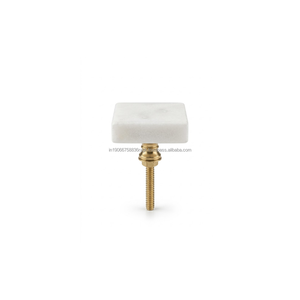 Pomo de Gabinete de Mármol Blanco Natural con Tornillo de Latón, Tirador de Cajón de Cocina, Herraje Moderno de Piedra para Muebles 4x4x6cm - Product Image 1