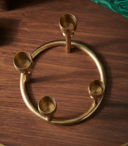 Porte-bougie de haute qualité couleur or, 4 piliers, en métal, pour centre de table, décorations de cheminée - Product Image 4