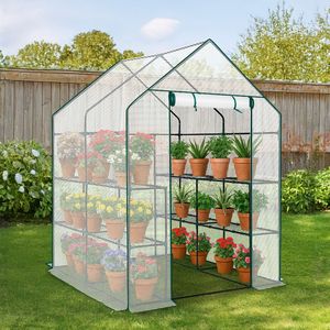 Invernadero Ecológico de 8 Estantes para Interiores/Exteriores con Cubierta de PE para Jardinería, 56" X 56" X 77" - Product Image 2