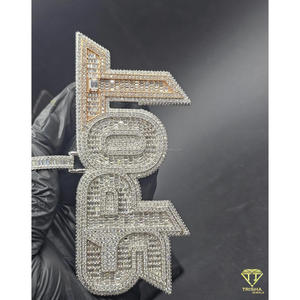 Collier avec pendentif en diamant Moissanite plaqué or, style Hip Hop Iced Out, cadeau pour homme et femme - Product Image 2