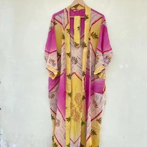 <b>Pink</b> Recycled Kimono Anniversary <b>Gift</b> for Her Nightwear Robe Beachwear Robe - Product Image 1